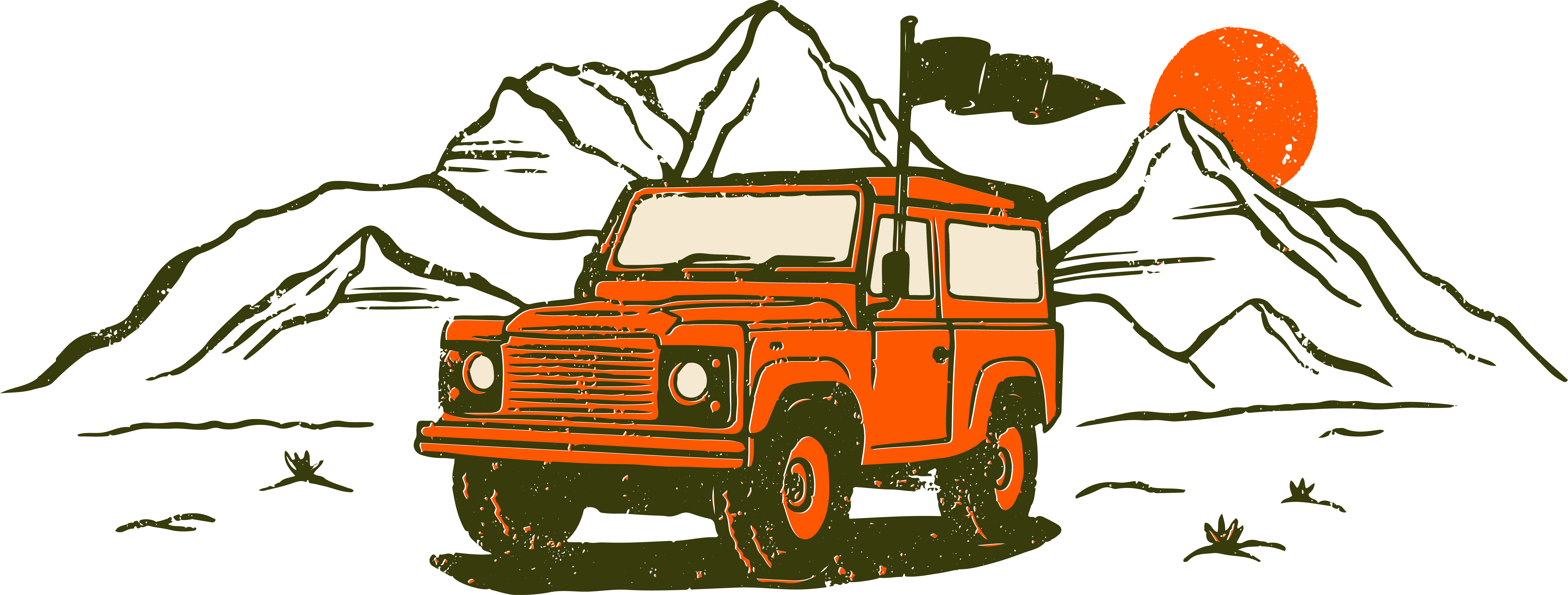 Icon of Bronco-style vehicle in front of Badlands