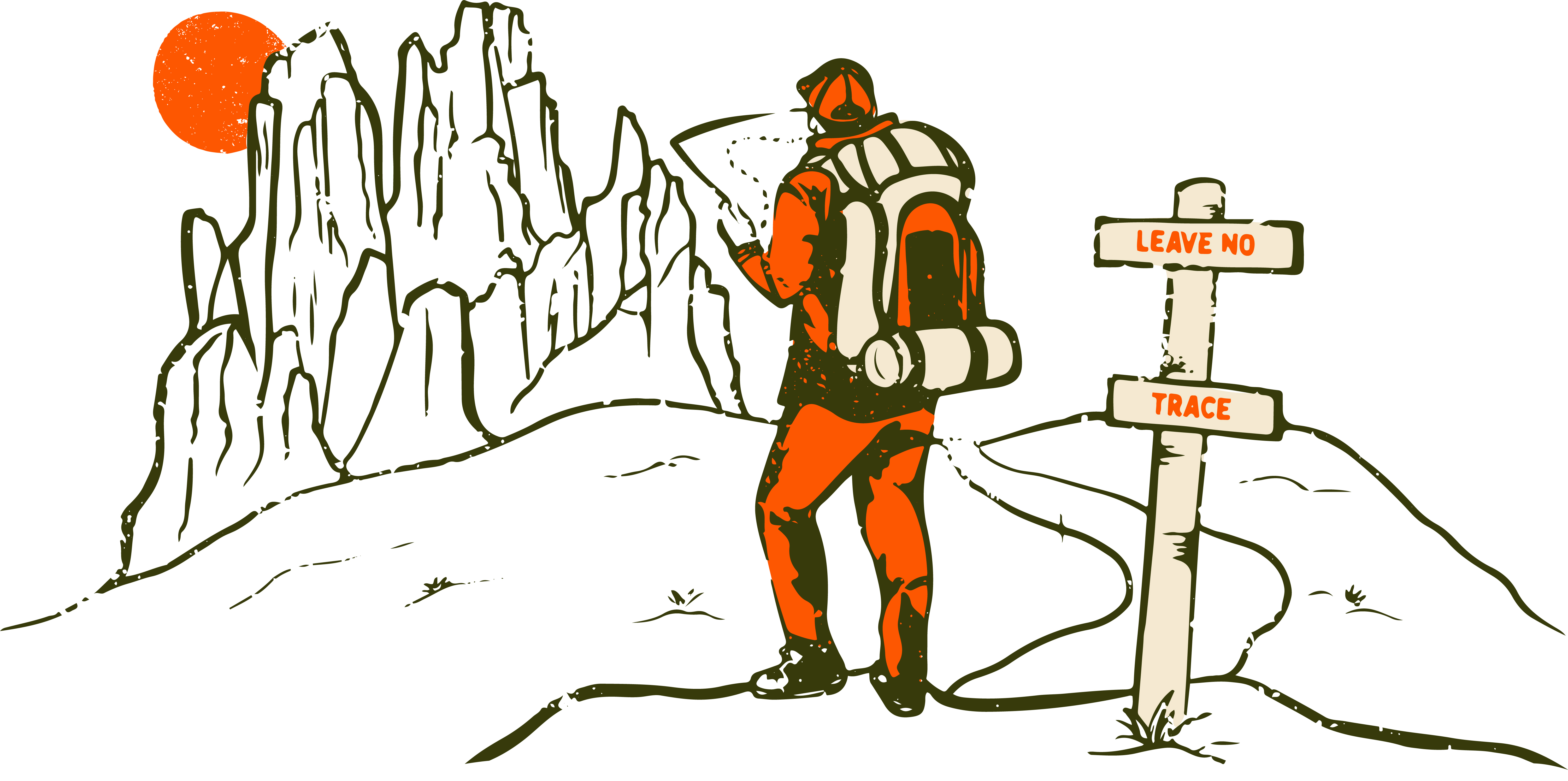 Icon of a hiker with a pack