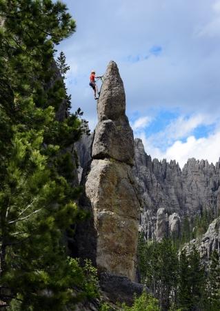 Rock climbing is popular throughout the Black Hills.