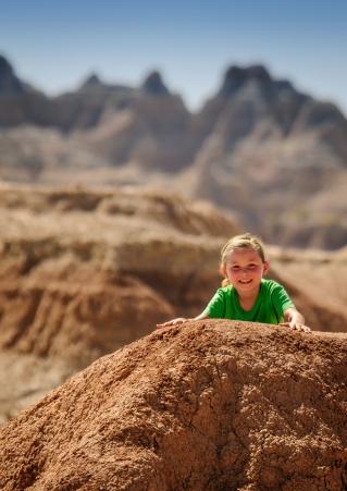 Family hiking Badlands National Park South Dakota