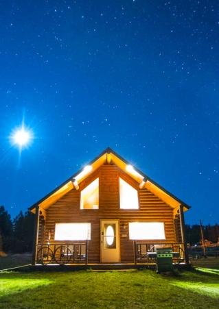 Hill City Cabin at Night