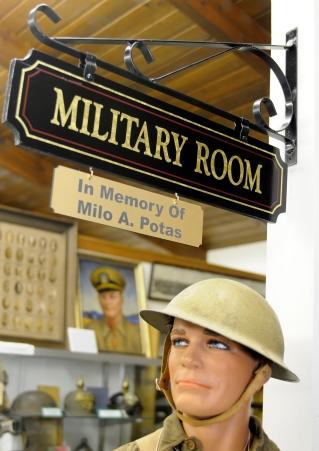 Military Room sign and display at Brookings County Museum