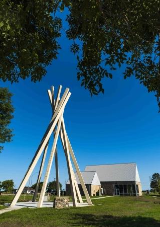 Tipi sculpture outside welcome center