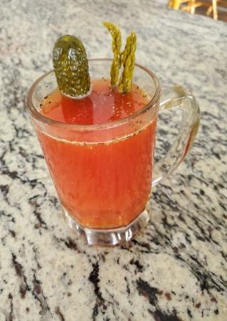 A South Dakota red beer features beer, tomato juice and, in this case, a pickle and some asparagus