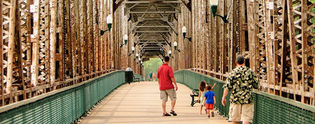 Walkers on Meridian Bridge Yankton