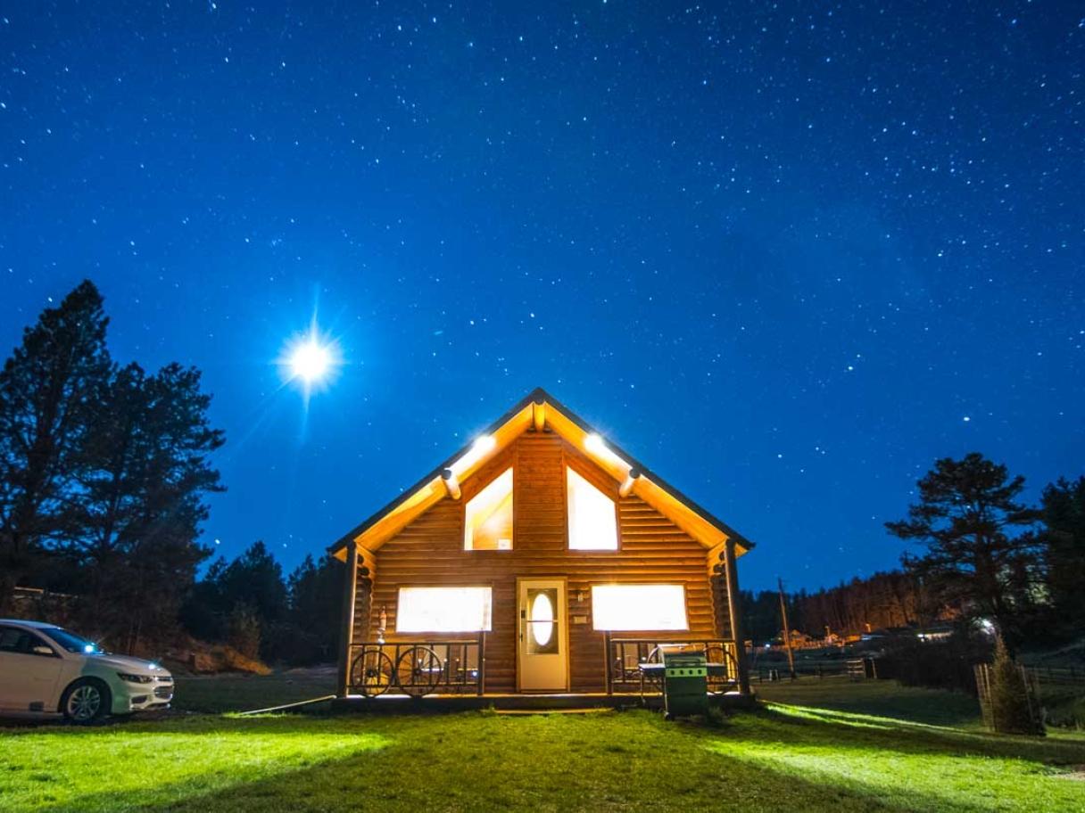 Hill City Cabin at Night