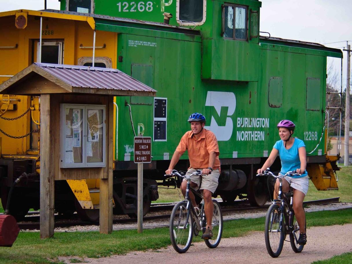 Mickelson Trail Biking near train