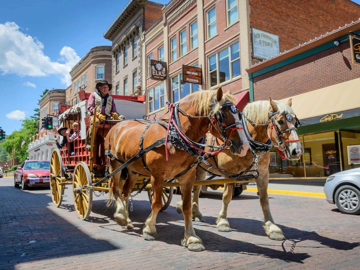 Horse-drawn wagon in Deadwood