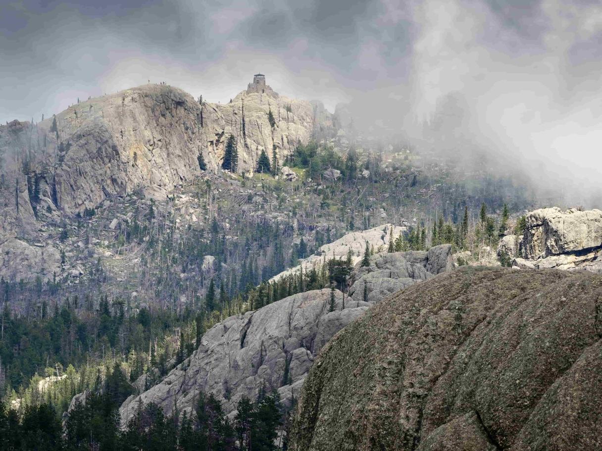 Black Elk Peak with clouds