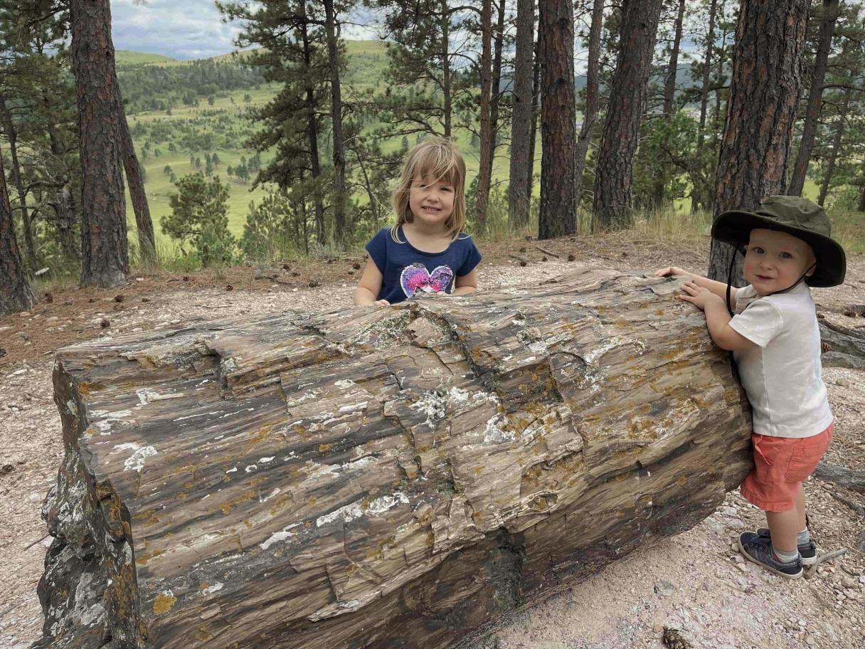 Elk Creek Resort - Children and petrified log