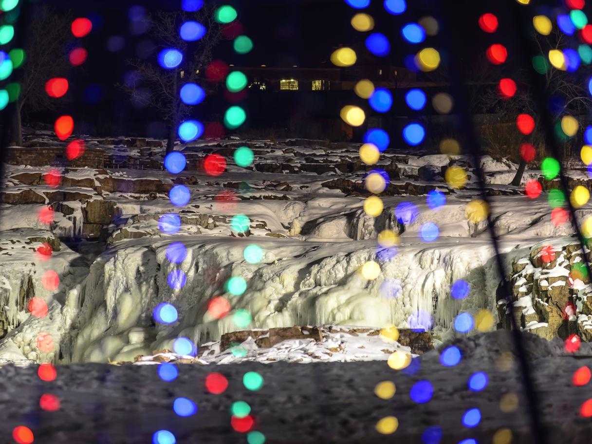 Christmas lights bokeh in Falls Park