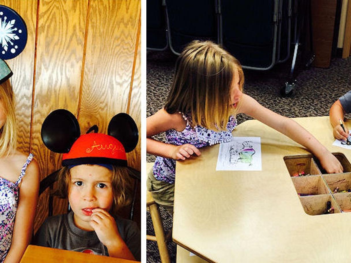 Kids wearing Mickey Mouse ears
