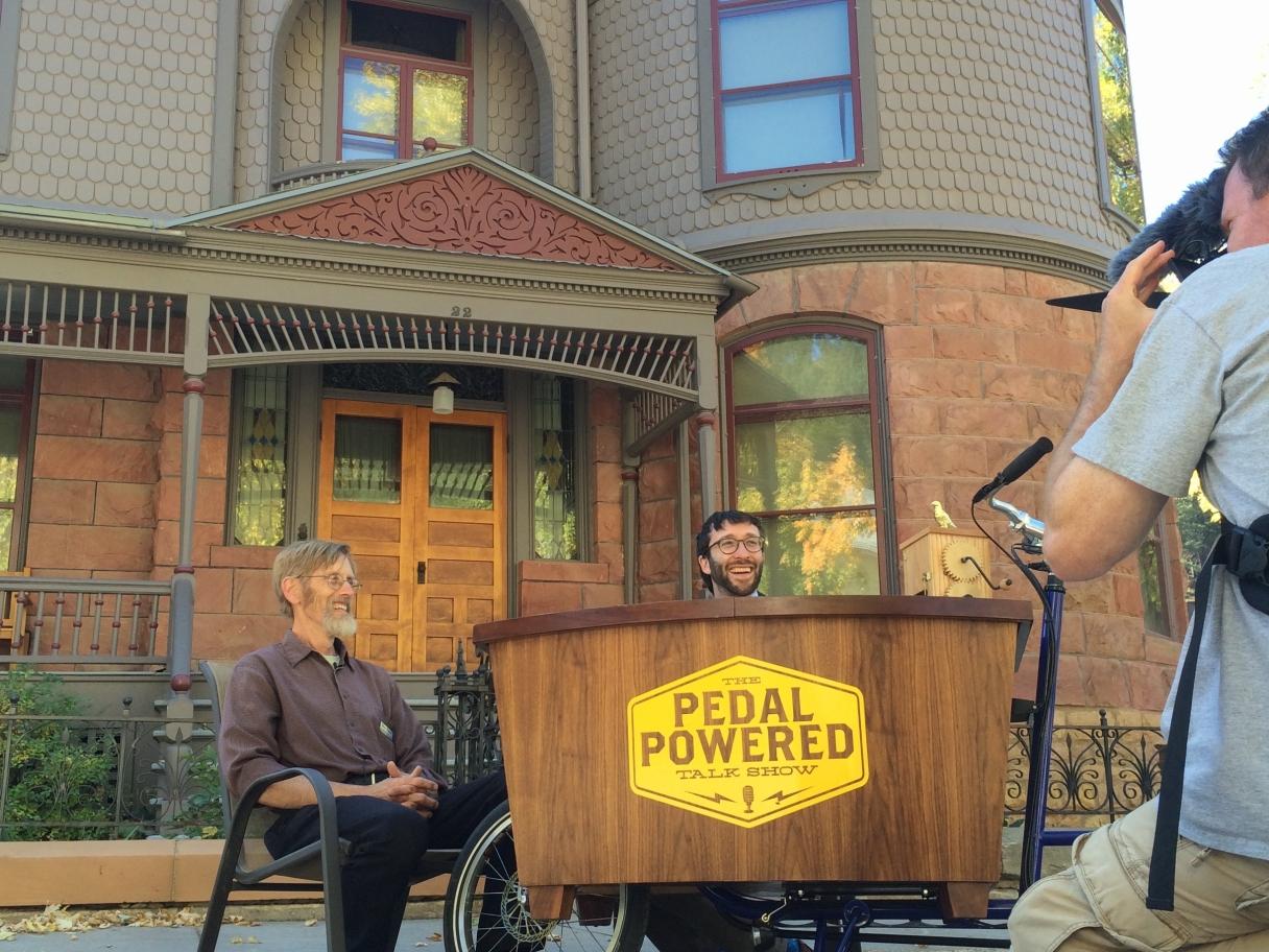 Interview in front of the Historic Adams House