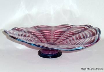 striped scalloped plate