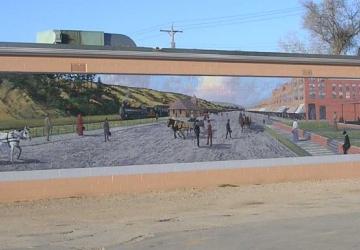 Minnekahta Avenue mural, by Del Iron Cloud, Hot Springs