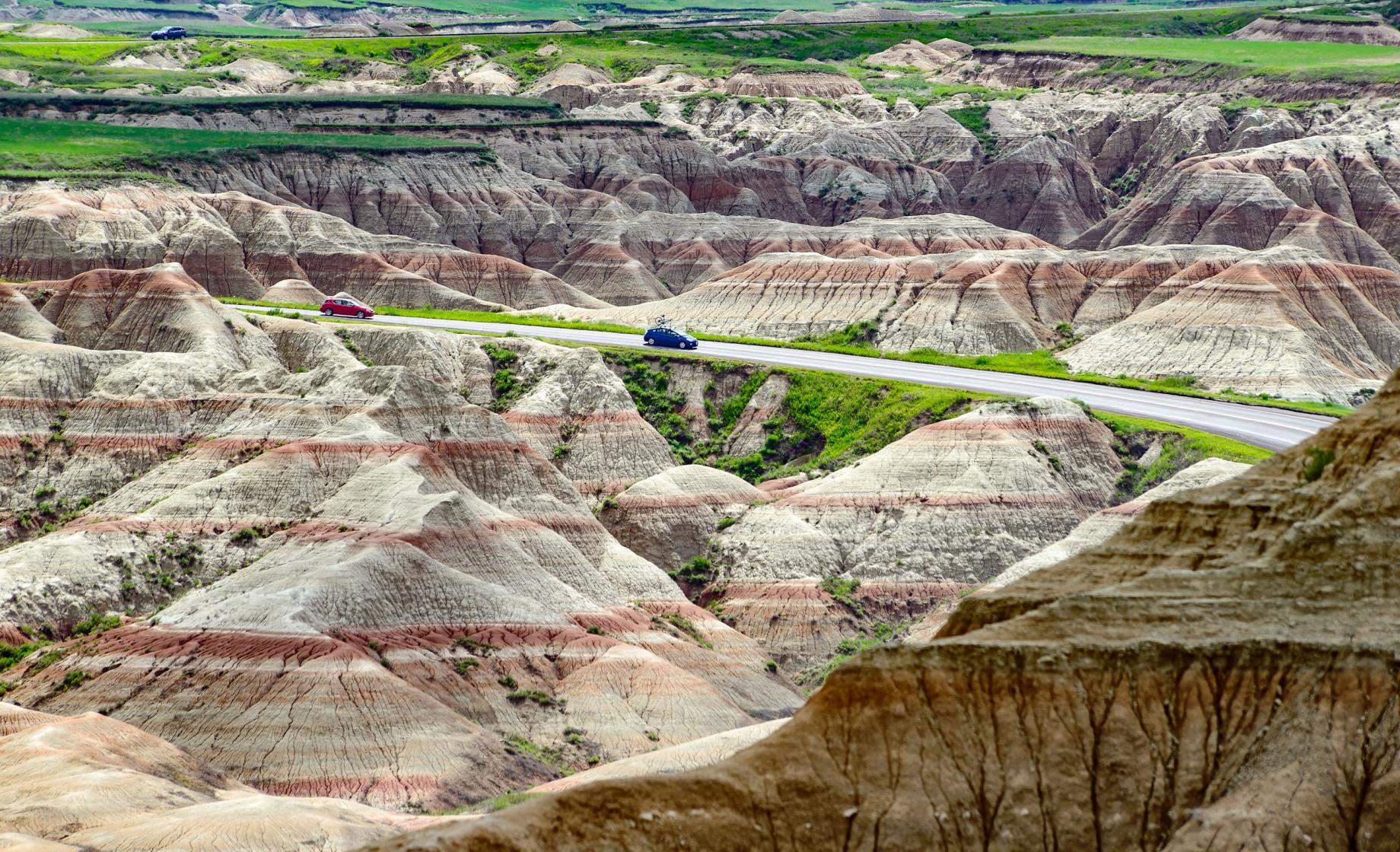 Driving through the Badlands Loop Scenic Byway