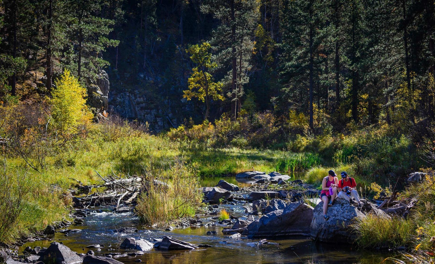 Couple outdoors in western South Dakota