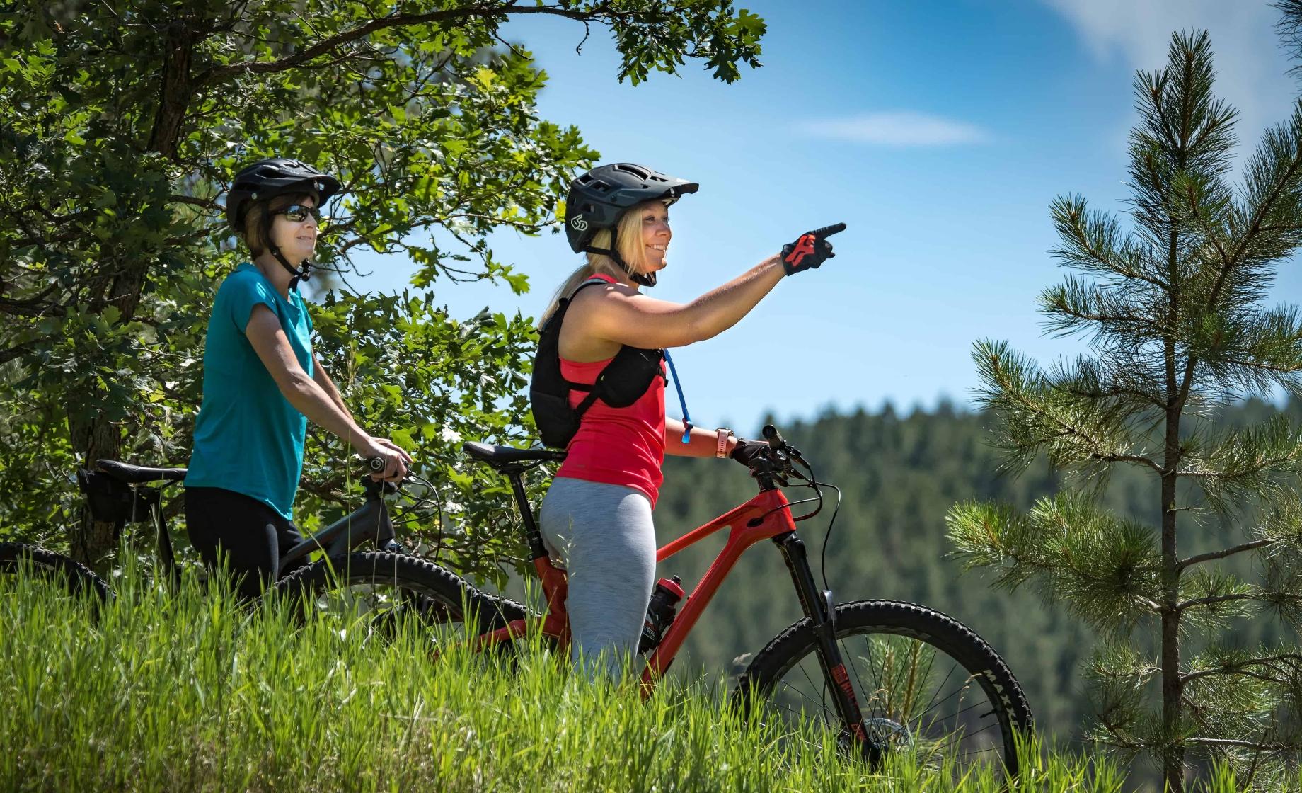 Mountain bikers at Fort Meade near Sturgis