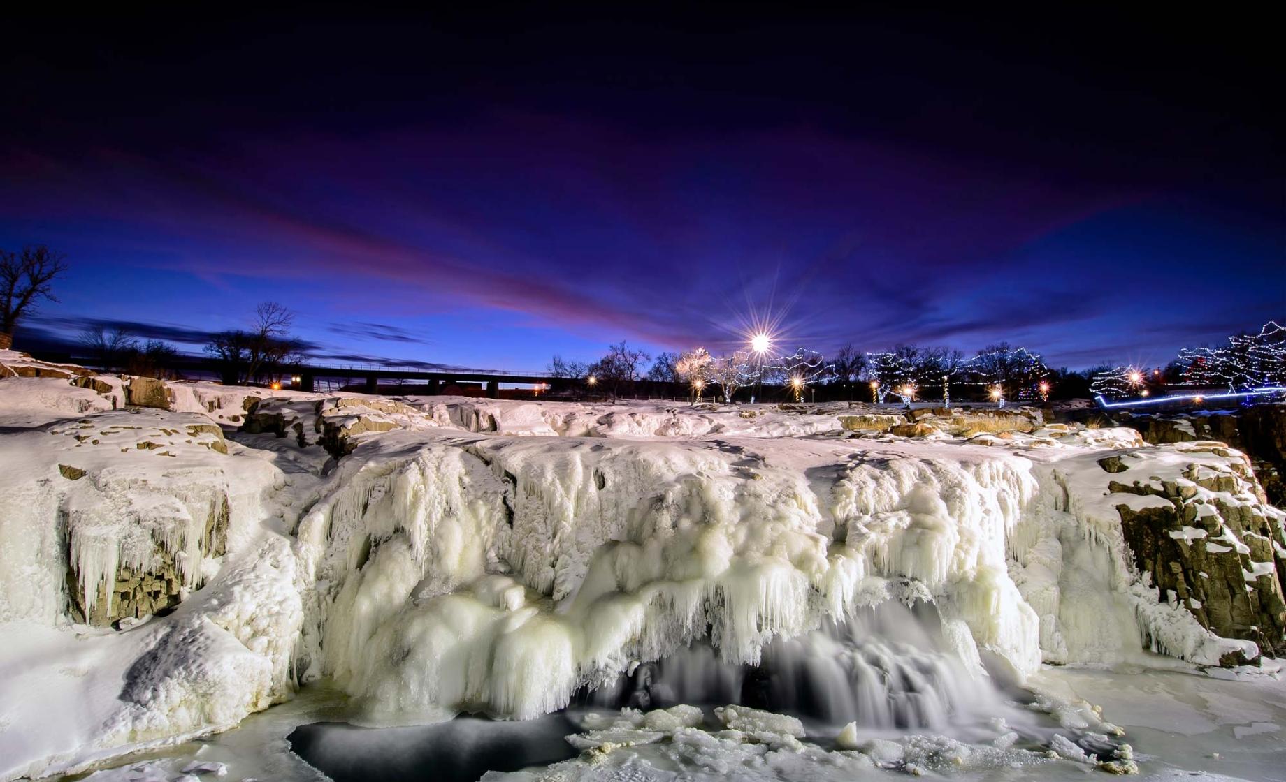 Falls Park Frozen Waterfall