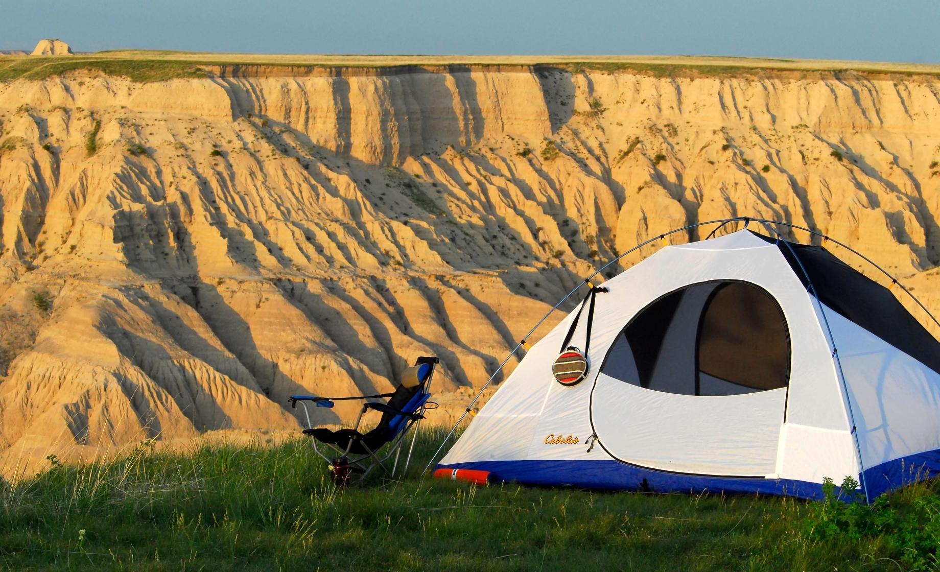 Tent and chair at Badlands