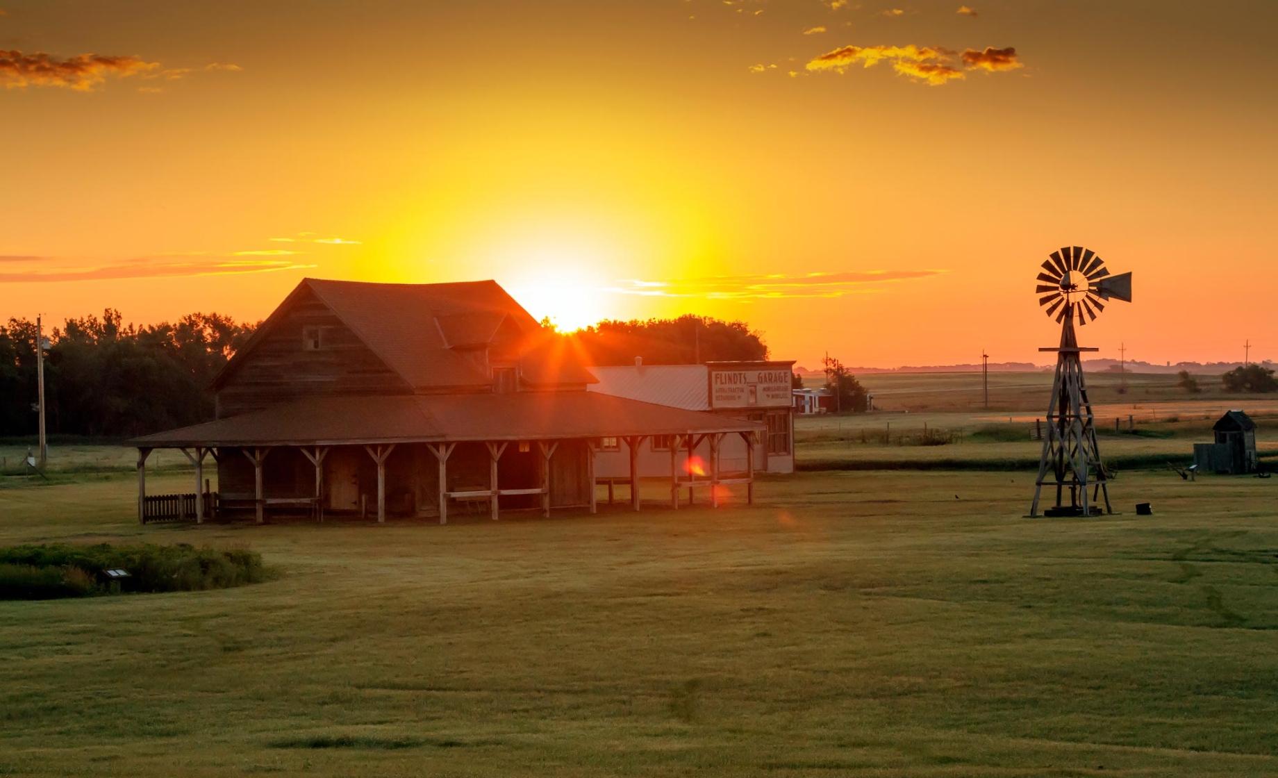 Laura Ingalls Wilder Homestead at sunset
