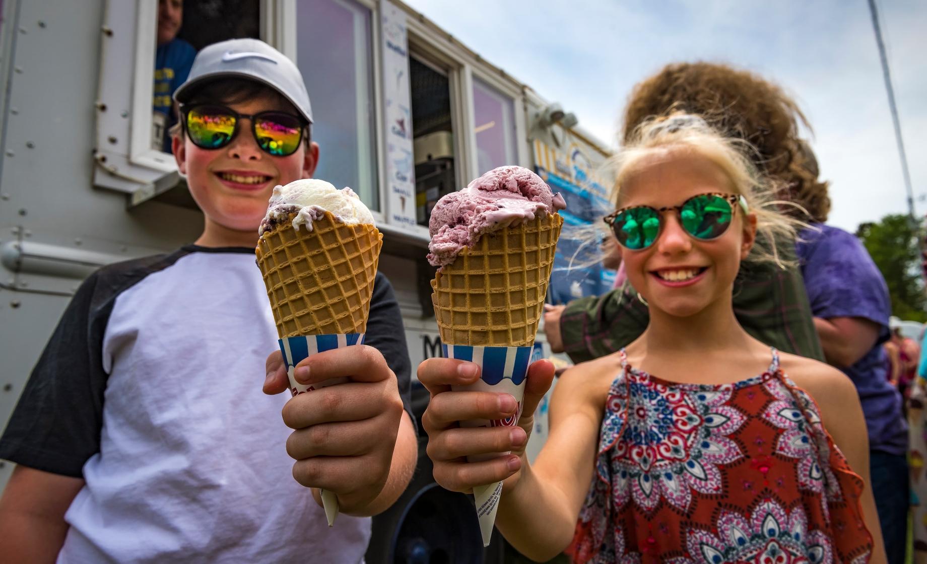 Children holding ice cream cones