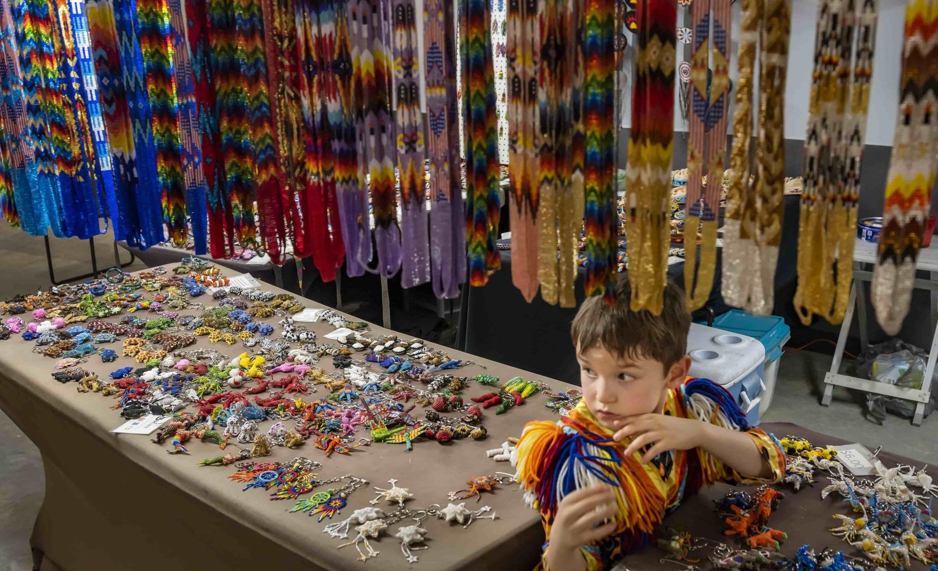 Child with Native American art