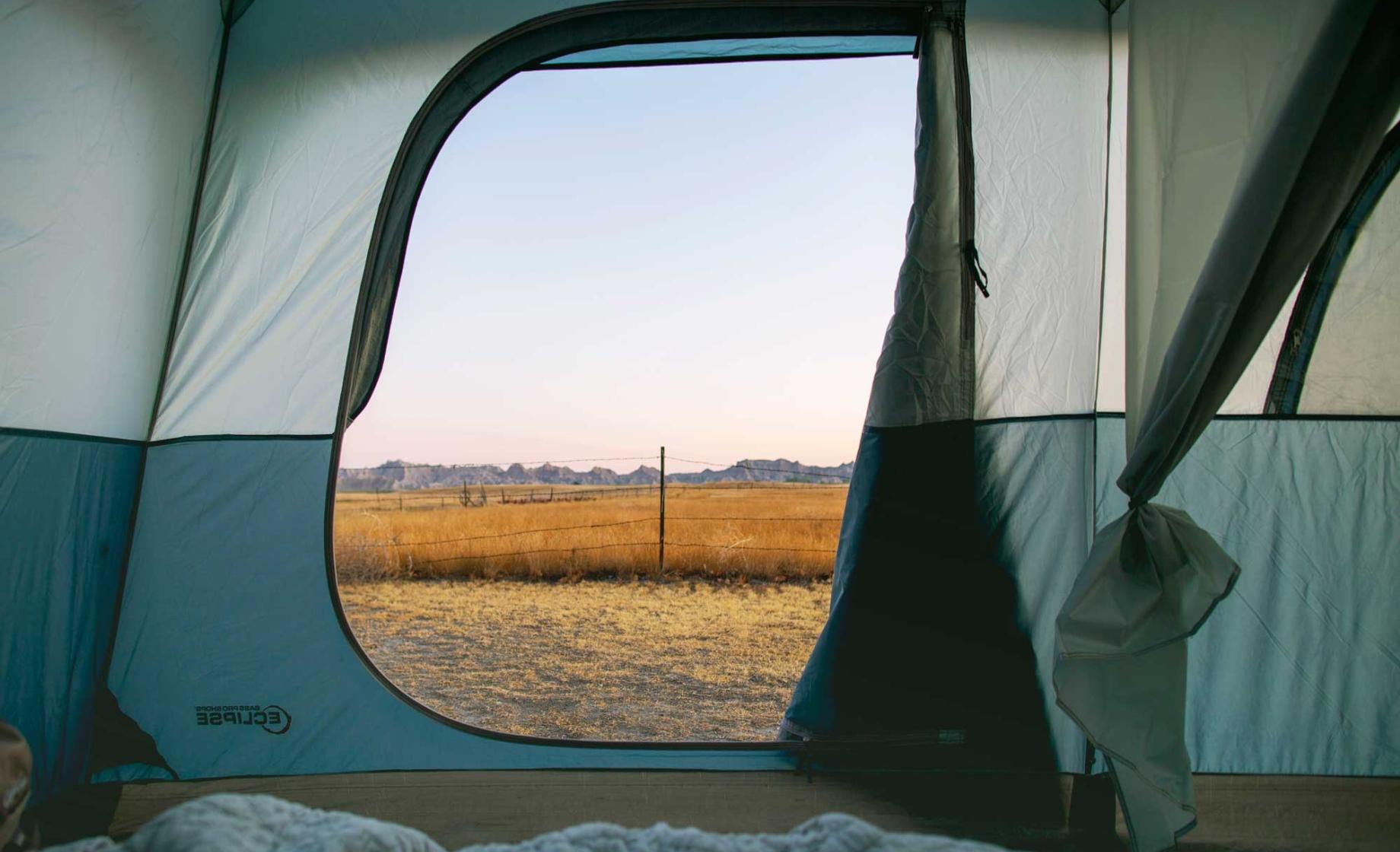 tent looking over the Badlands