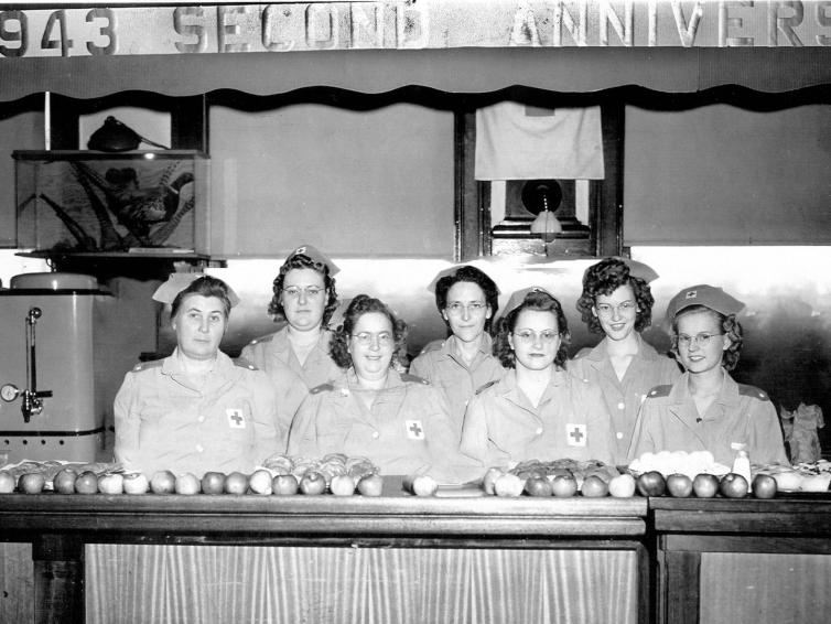 Ladies serving troops pheasant sandwiches