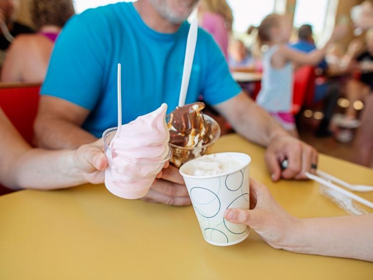Family enjoying ice cream together