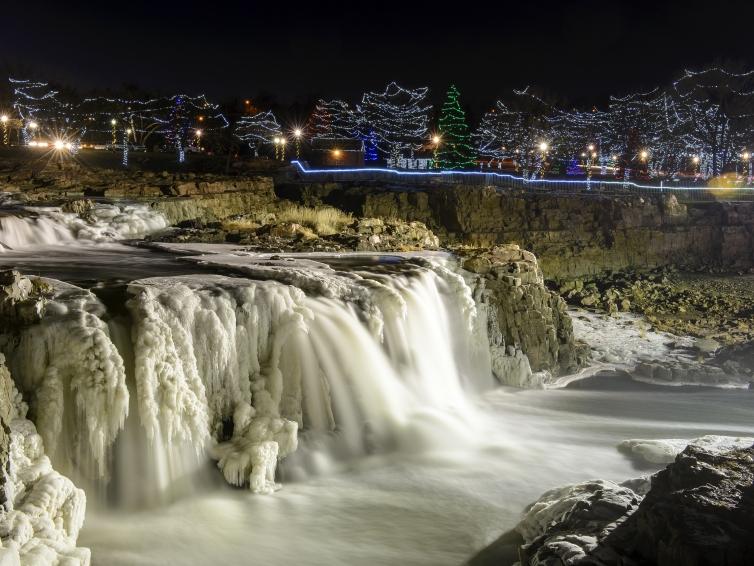 Frozen waterfalls in Falls Park