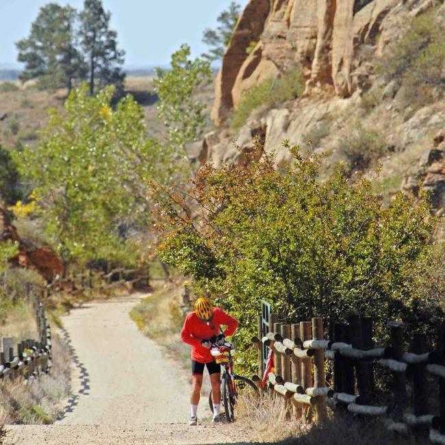 Biker on Mickelson Trail