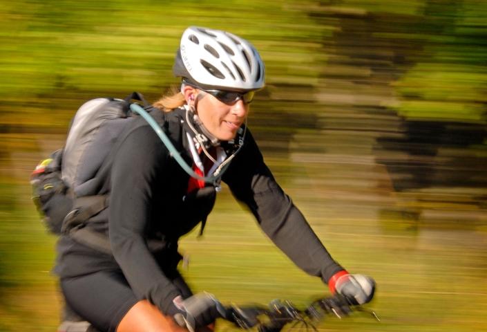 Woman biking