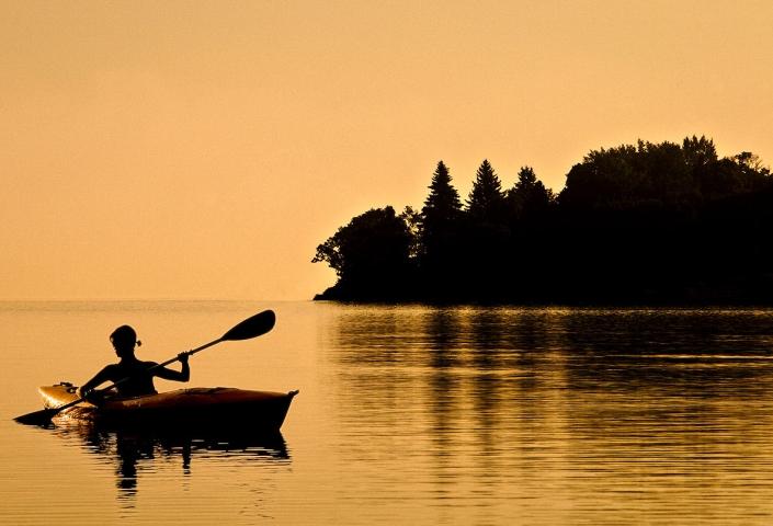 Kayaking at sunset