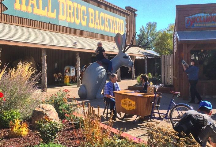 Interview in front of Wall Drug