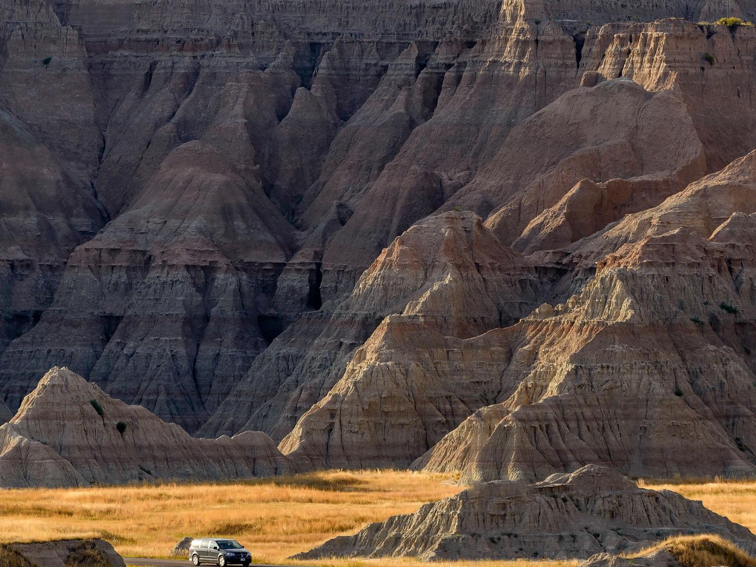 Minivan Driving Badlands Loop State Scenic Byway cc08-27-16