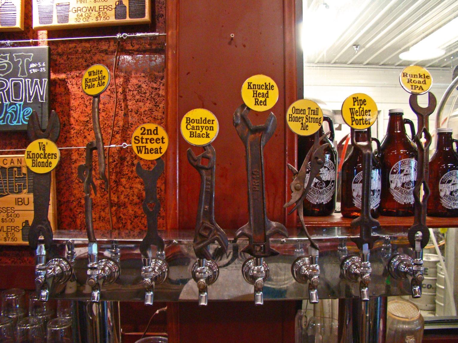 Beers on tap at the Knuckle Brewing Company