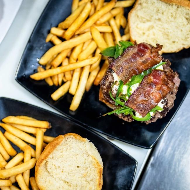 Black Hills Burger and Bun burgers on counter