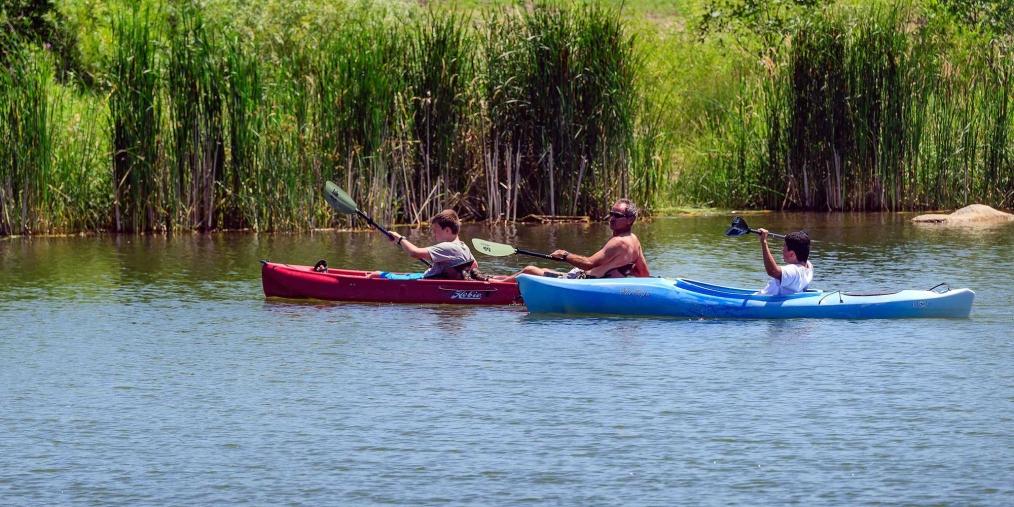 Kayaking on river at Dakota Nature Park