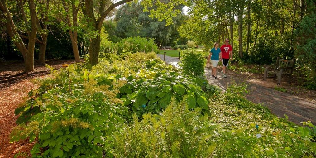 Couple walking through McCrory Gardens