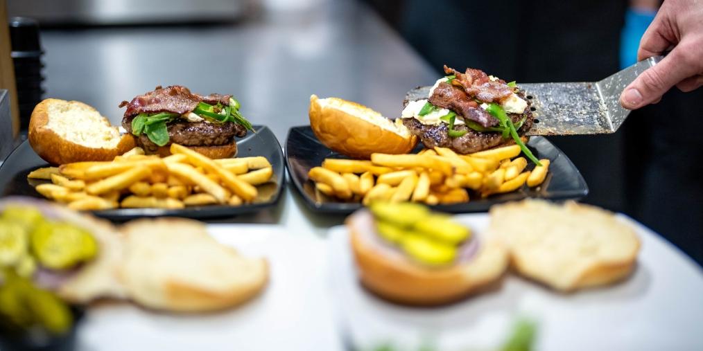 Black Hills Burger and Bun kitchen prep burgers