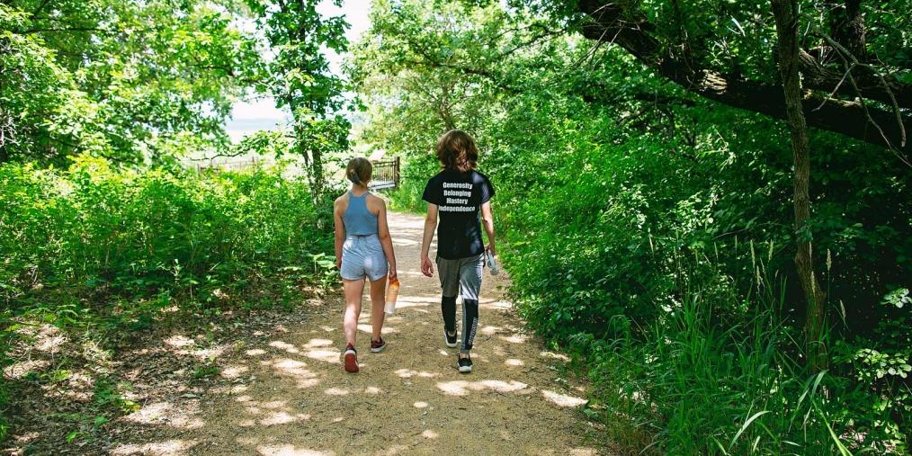 Two teens walking in Good Earth State Park