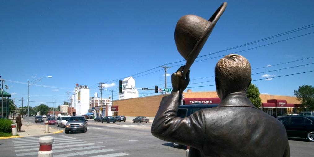 The back of the Calvin Coolidge statue in Rapid City