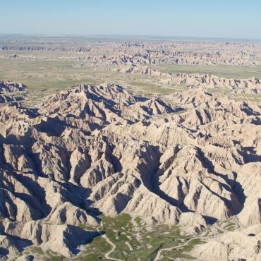 Flying over the Badlands