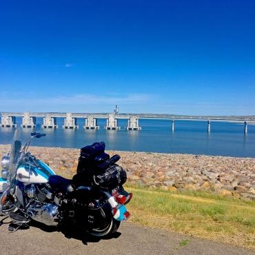 Motorcycle by Lake Oahe