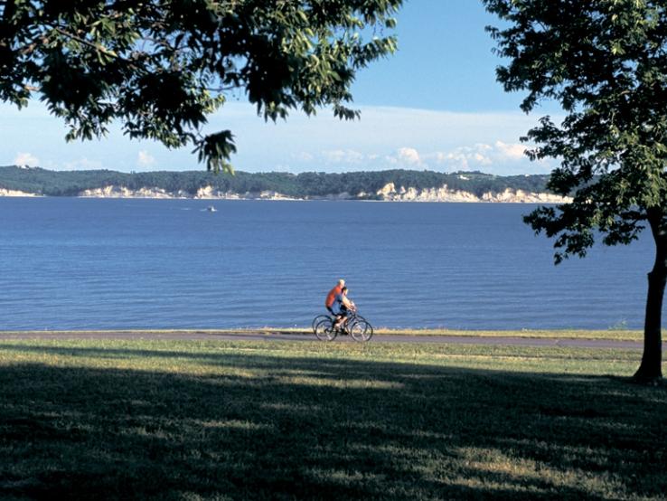 Bicycles by lake