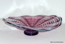 striped scalloped plate