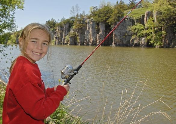 Happy kid fishing