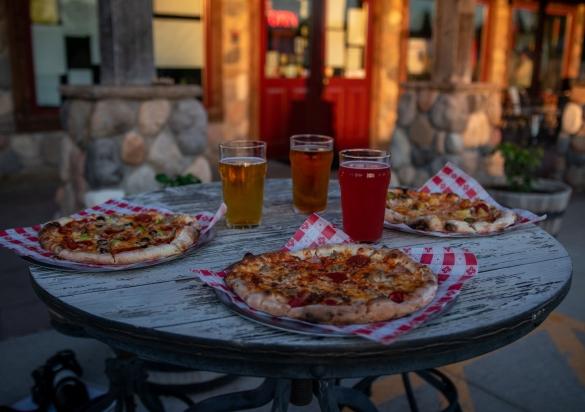Pizza and beer at Crow Peak Brewery
