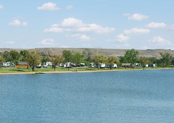 View of Farm Island Recreation Area across the Missouri River